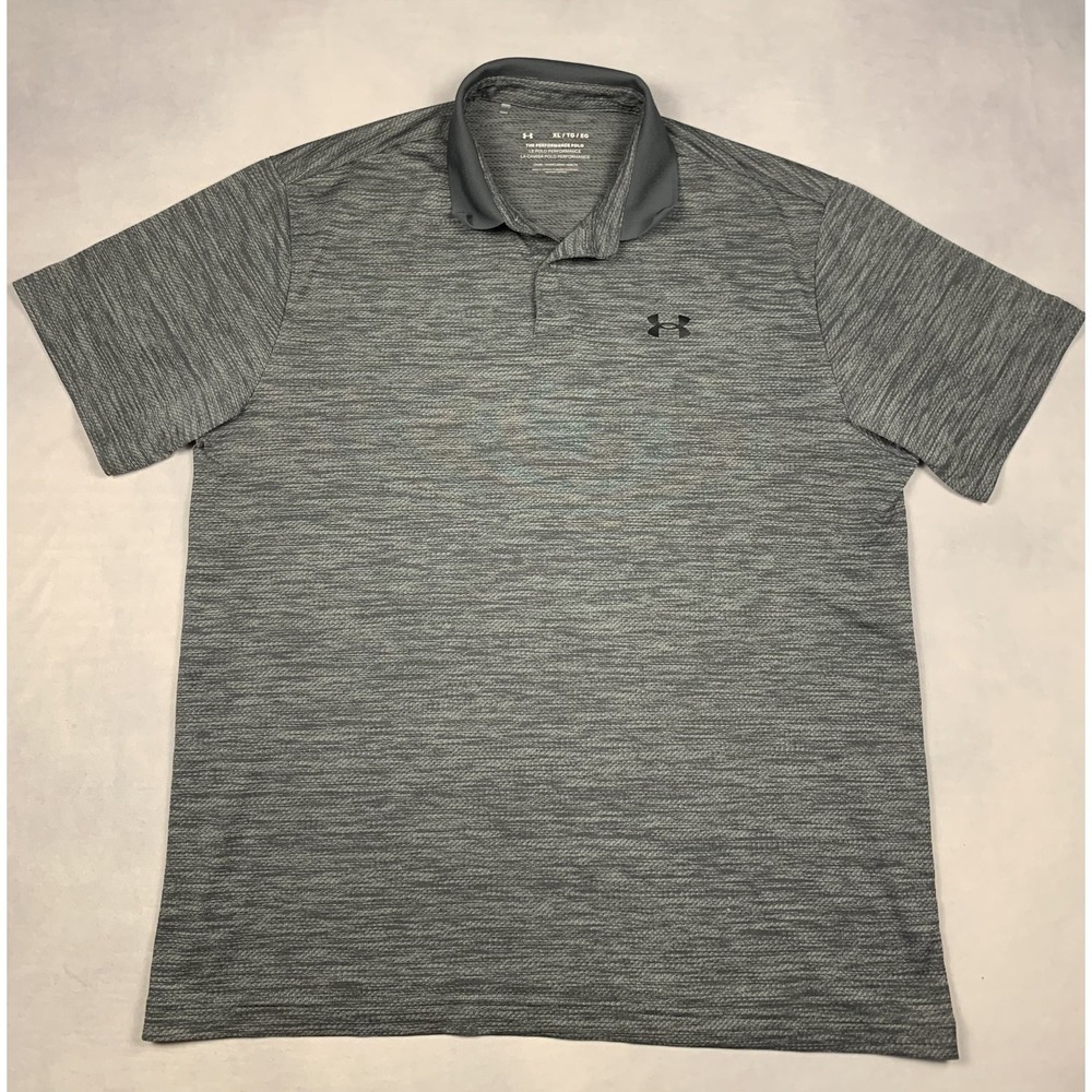 Under Armour Polo Shirt Mens XL Gray HeatGear Golf Athletic Performance